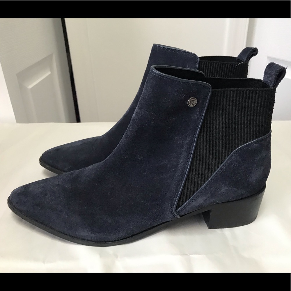 Navy suede ankle boot. Made by Superdry